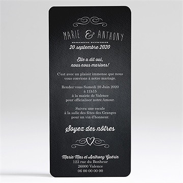 Faire-part mariage photomaton et ardoise - Dos du faire-part
