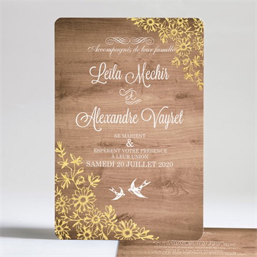 Faire-part mariage fond en bois