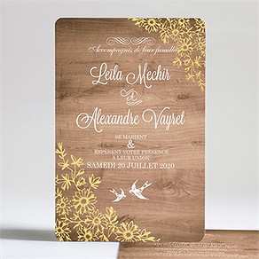 Faire-part mariage fond en bois