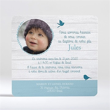 Faire-part de baptême noeud et croix - Dos du faire-part