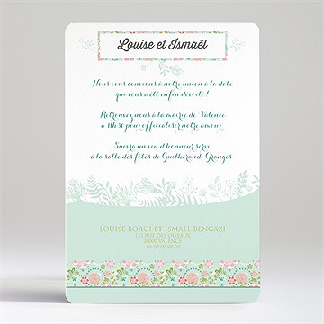 Faire-part mariage le printemps - Verso du faire-part