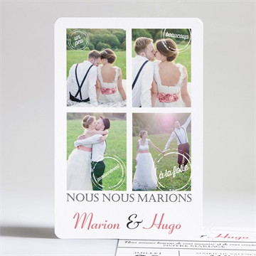 Faire-part mariage photomaton et tampons