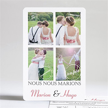 Faire-part mariage photomaton et tampons