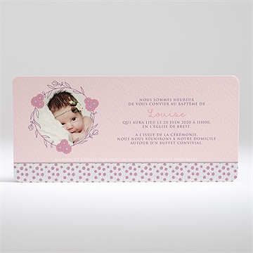 Faire-part de baptême simple et épuré - Dos du faire-part