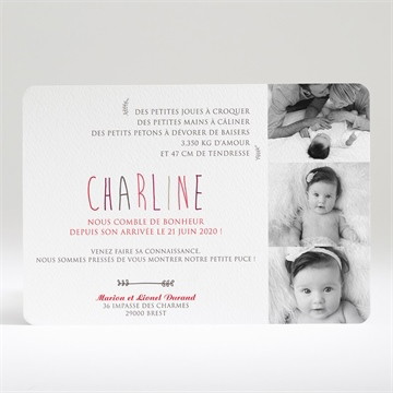 Faire-part naissance joli texte et 3 photos