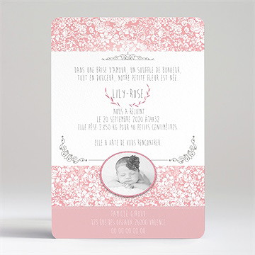 Faire-part naissance photo dans sa couronne - Dos du faire-part