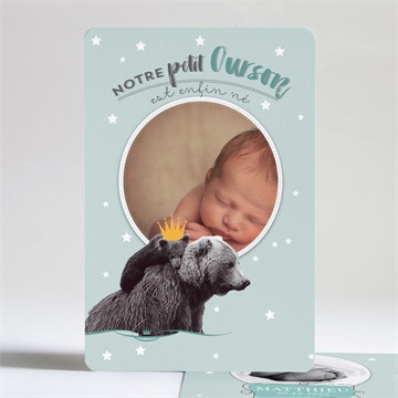 Faire-part naissance ourson roi