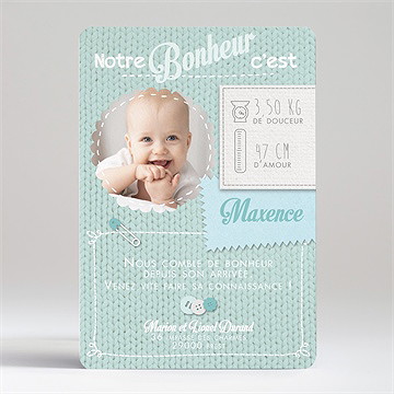 Faire-part naissance esprit layette - Dos du faire-part