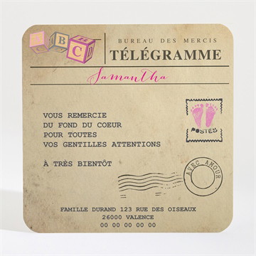 Remerciement naissance son télégramme