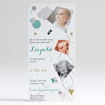 Faire-part naissance tourbillon de cerf volants - Dos du faire-part