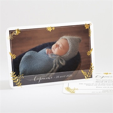 Faire-part naissance feuillage classique et chic