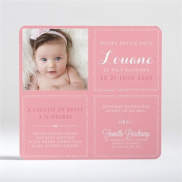 Faire-part de baptême tendance typographique - Dos du faire-part