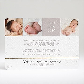 Faire-part de baptême la tête dans les étoiles - Dos du faire-part