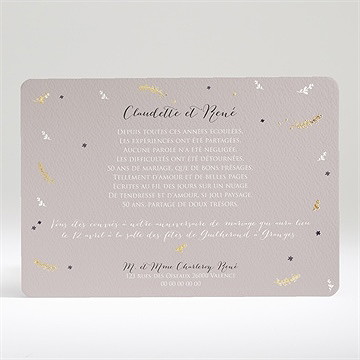 Invitation anniversaire de mariage 50 ans d'amour - Dos du faire-part