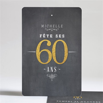 Invitation anniversaire ardoise et gold
