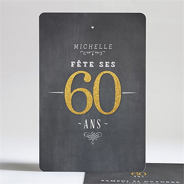 Invitation anniversaire ardoise et gold