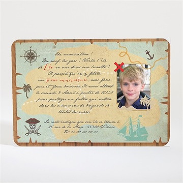 Invitation anniversaire carte au trésor - Dos du faire-part