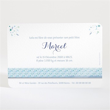 Faire-part naissance son annonce - Dos du faire-part