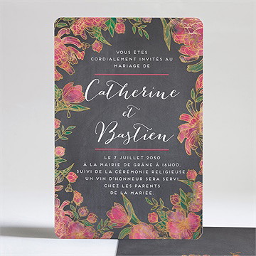 Faire-part mariage ardoise romantique