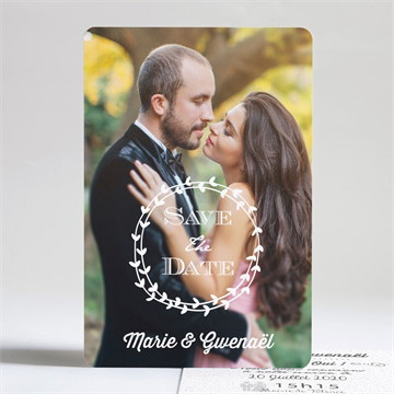 Faire-part mariage gravure blanche originale