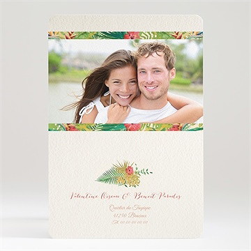 Faire-part mariage nos tropiques - Dos du faire-part