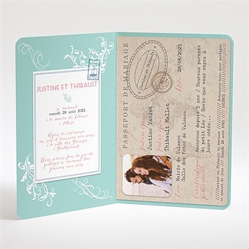 Faire-part mariage joli passeport - Intérieur du faire-part