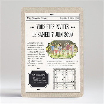 Carte invitation départ à la retraite dans les kiosques - Dos de la carte