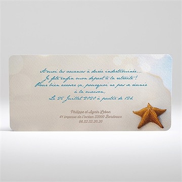 Carte invitation départ à la retraite vacances méritées ! - Dos du faire-part