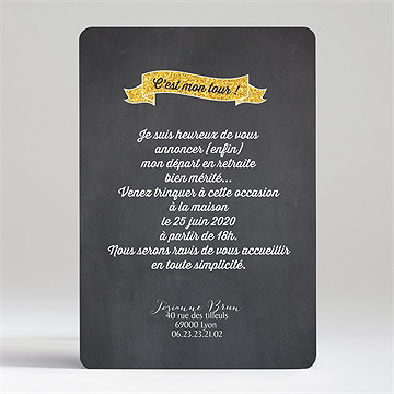 Carte invitation départ à la retraite trinquons mes amis ! - Dos de la carte