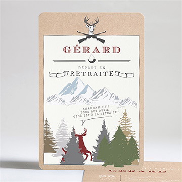Carte invitation départ à la retraite vive la chasse!
