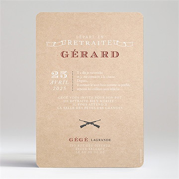 Carte invitation départ à la retraite vive la chasse! - Dos de la carte