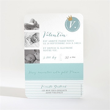 Faire-part naissance notre petit prince - Dos du faire-part