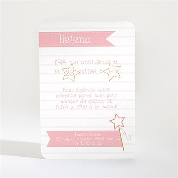 Invitation anniversaire princesse féerique - Dos de la carte