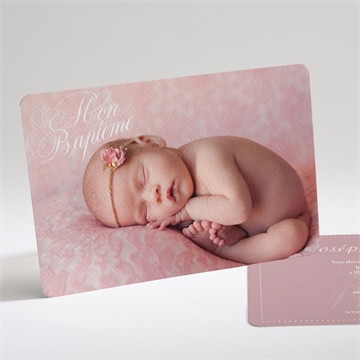 Faire-part de baptême poudre rose