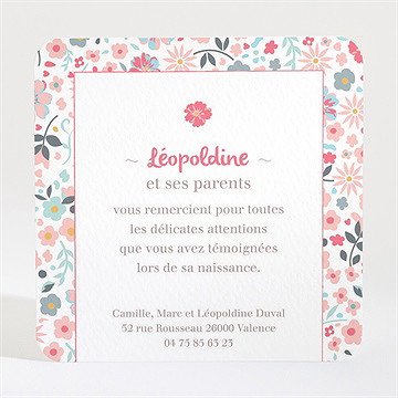 Remerciement naissance fleurs et liberty