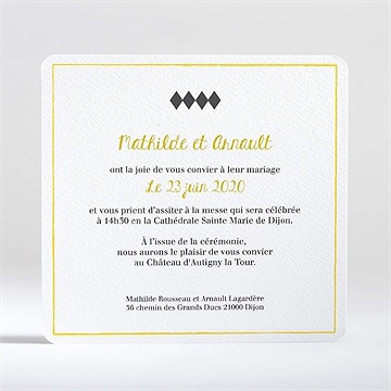 Faire-part mariage damier geometrique - Dos du faire-part