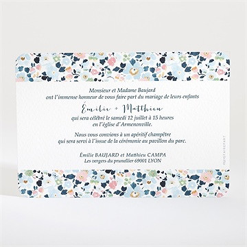 Faire-part mariage liberty chic - Dos du faire-part