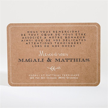 Remerciement mariage kraft vintage - Dos de la carte