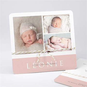 Faire-part naissance 3 photos pour une princesse