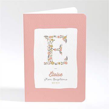 Menu baptême initiales à motifs