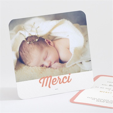 Remerciement baptême initiales à motifs étiquette