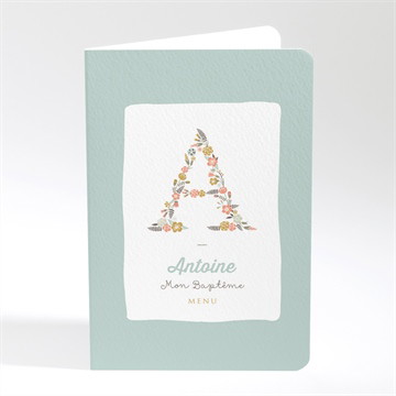 Menu baptême alphabet original pochon