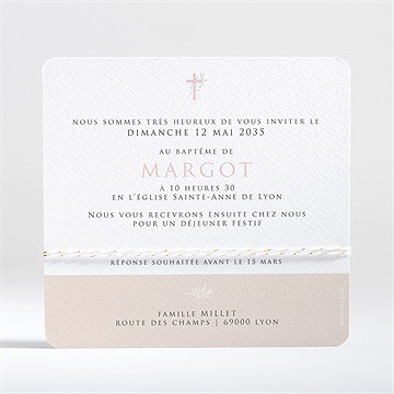 Faire-part de baptême poésie minimaliste - Dos du faire-part