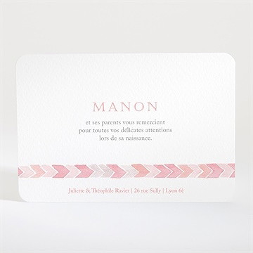Remerciement naissance motifs chevrons photo - Dos de la carte