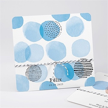 Faire-part naissance bleu tendance