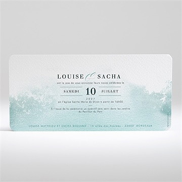 Faire-part mariage aquarelle verte - Dos du faire-part