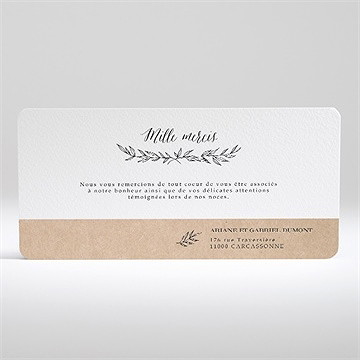 Remerciement mariage douce harmonie - Dos de la carte