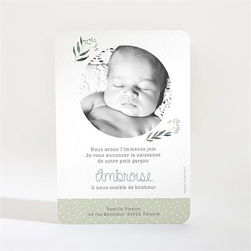 Faire-part naissance douceur champêtre - Dos du faire-part