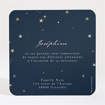 Remerciement naissance neige étoilée - Dos de la carte