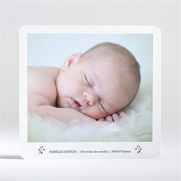 Faire-part naissance fleurs et flocons - Dos du faire-part